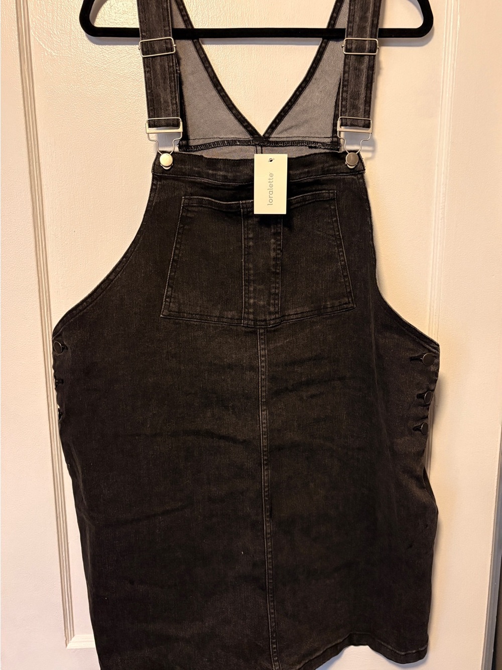 loralette Black Denim Overall Dress Romper